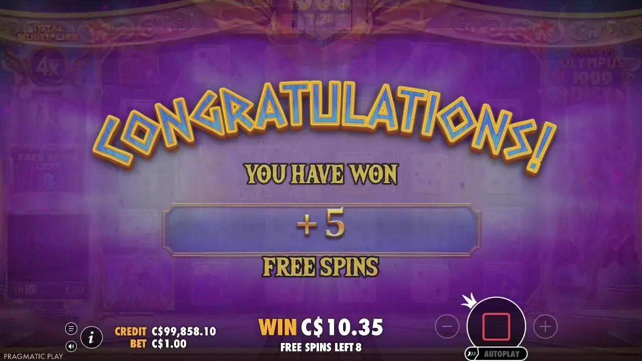 Gates of Olympus 1000 Dice free spins: three scatters award 5 more free spins