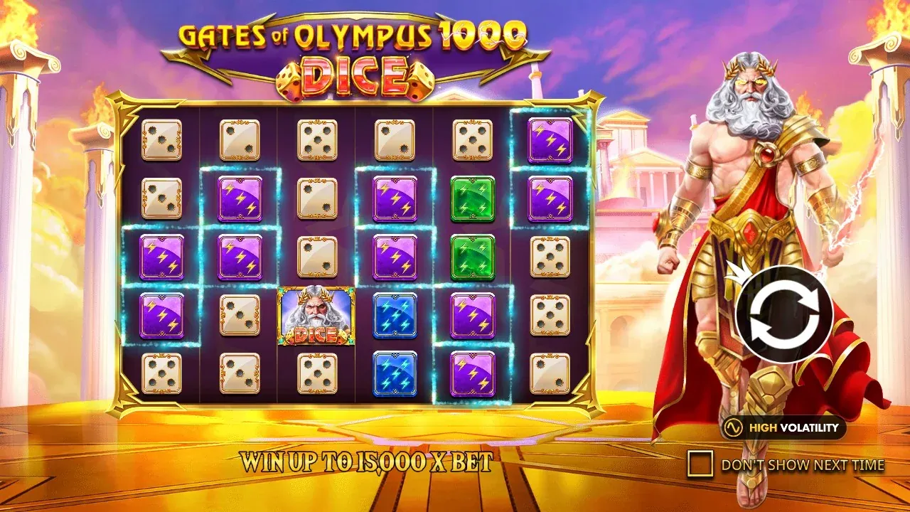 Gates of Olympus 1000 Dice intro screen