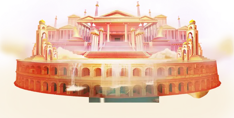 Temple of Olympus floating in the clouds